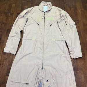 VTG Genuine US Military CWU-27|PNomex Flight Suit Tan FlyersCoveralls Size 42L